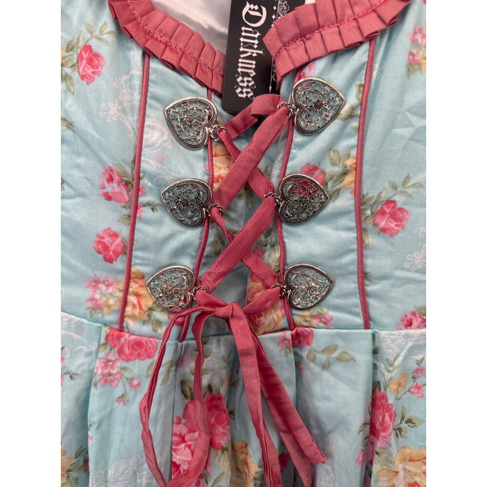 Scarlet Darkness Lace-Up Dress Sz S NEW w/Tags Renfest Cottage Floral MilkMaid - Picture 3 of 12